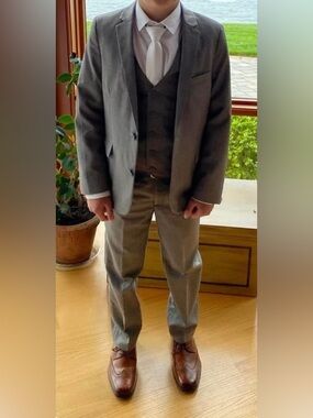 Youth Gray Three-Piece Suit with Vest